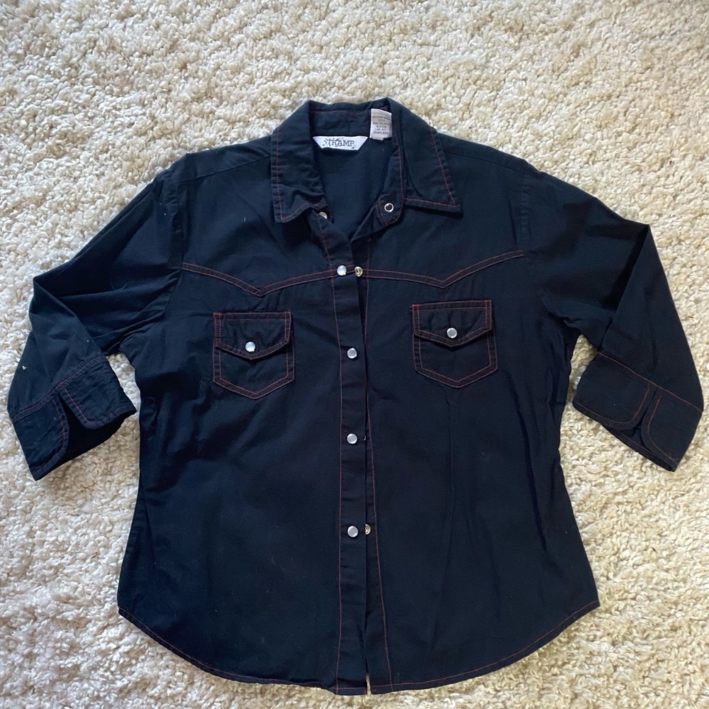 Vintage Black Button-up Top